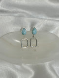Aretes de Larimar Natural en Plata .950 | Diseño Contemporáneo