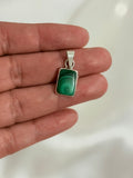 Dije Rectangular de Malaquita Natural en Plata .950