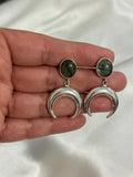 Aretes Luna Creciente de Labradorita Natural en Plata .950