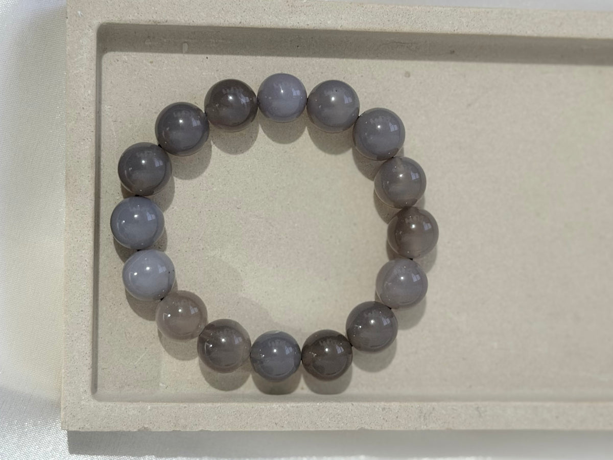 Pulsera de Ágata Gris 12 mm | Piedra Natural