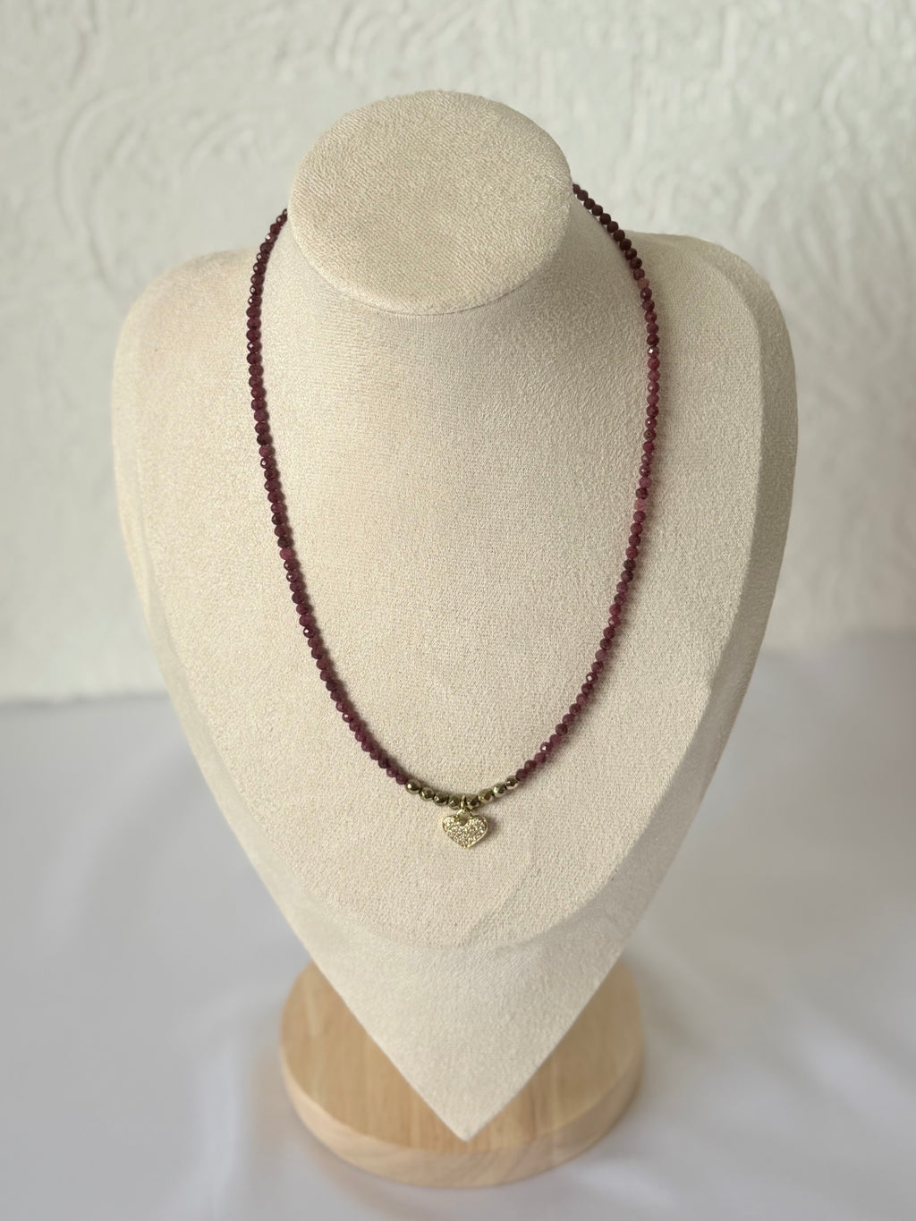 Collar Corazón Rubí | Rubí y Pirita Facetados