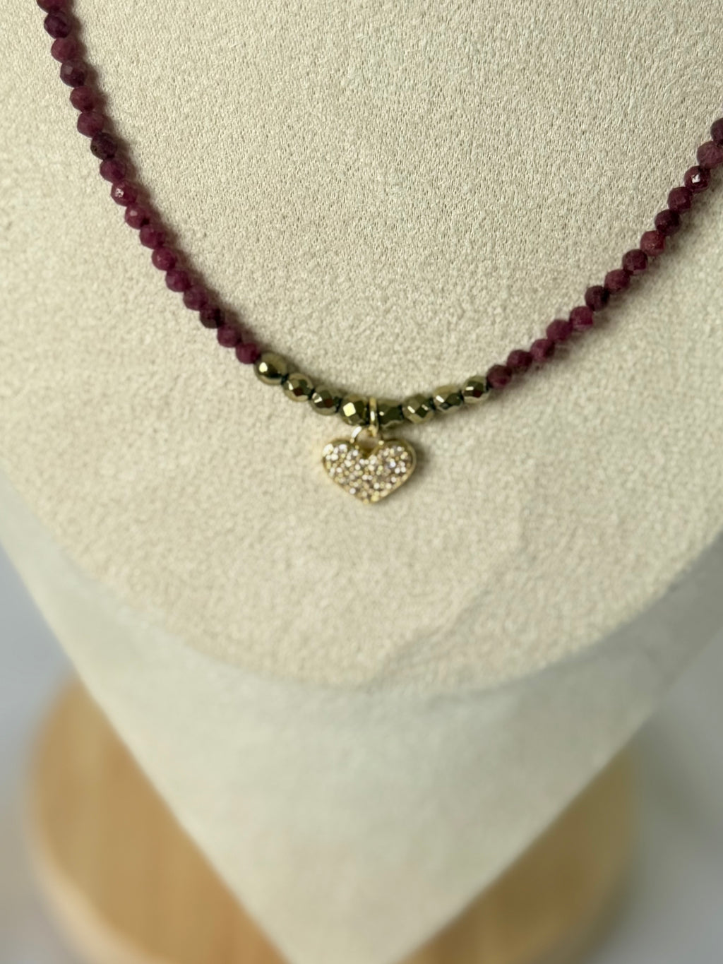 Collar Corazón Rubí | Rubí y Pirita Facetados