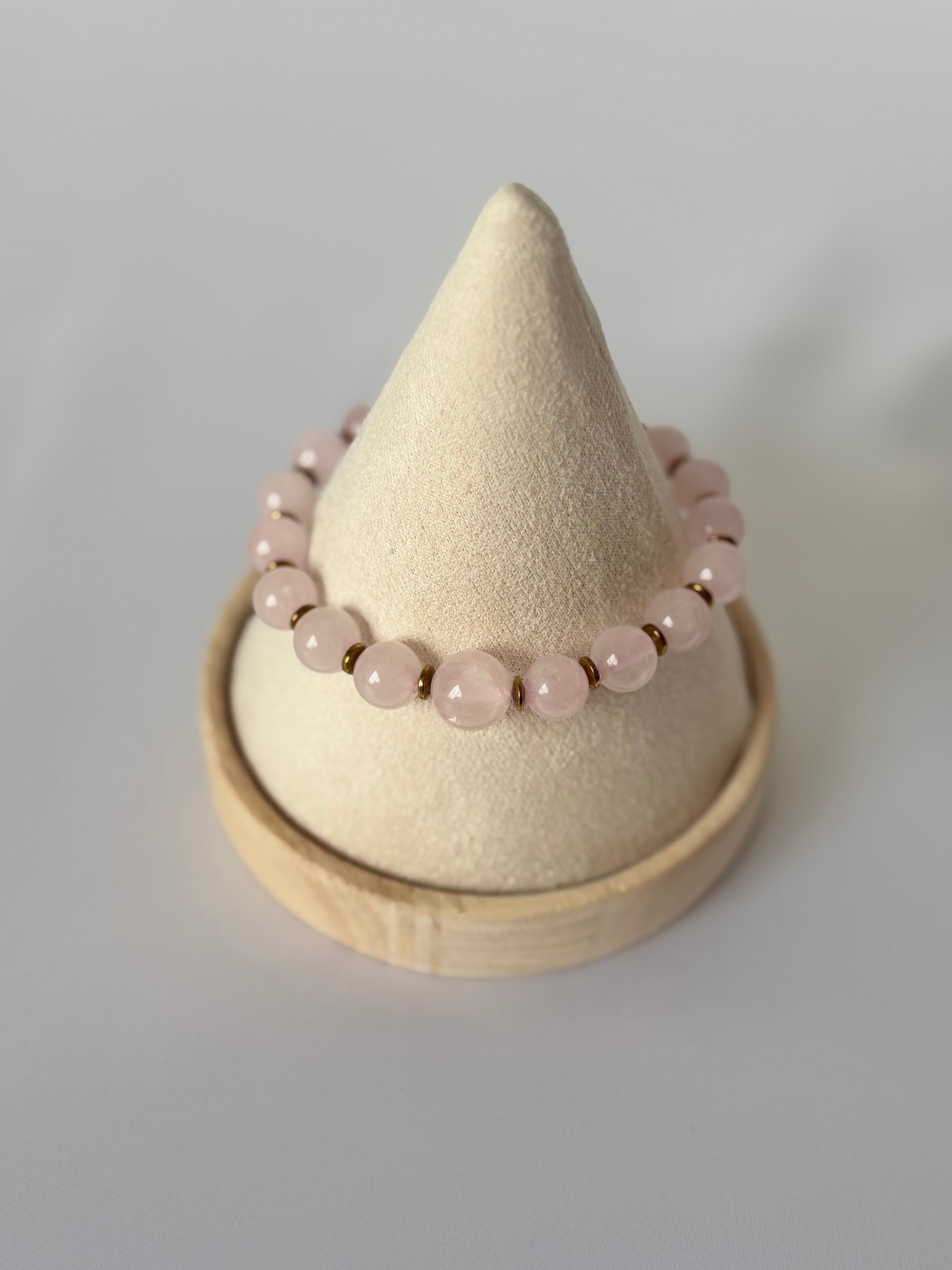 Pulsera Esencia Rosa | Cuarzo Rosa 8mm y Hematita