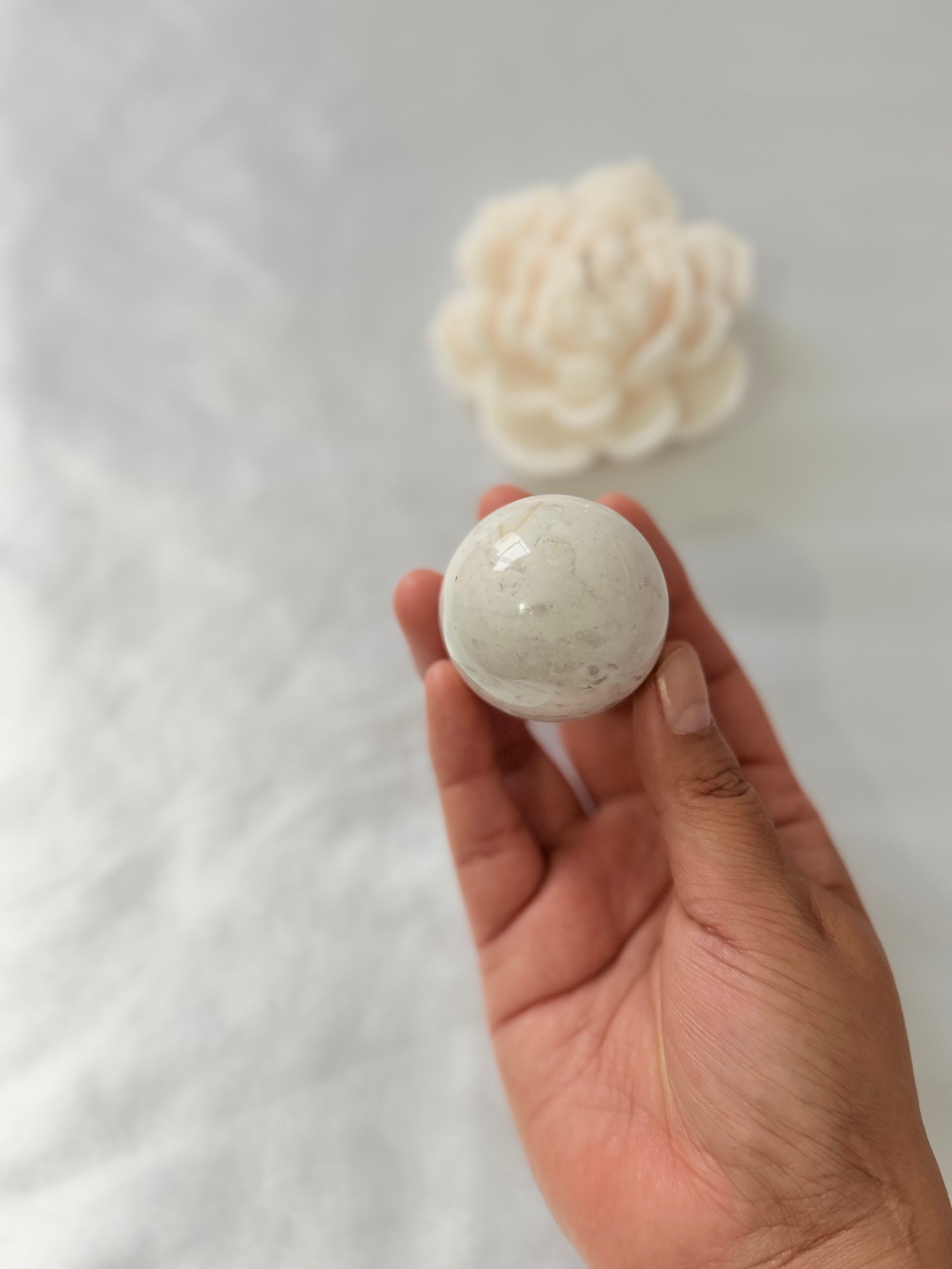 Esfera de Ónix Blanco – 45 mm