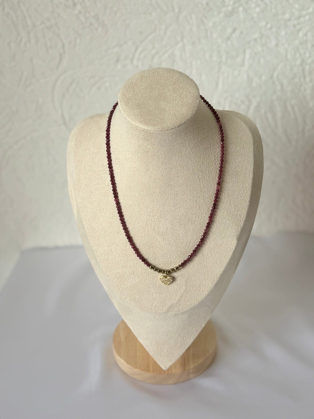 Collar Corazón Rubí | Rubí y Pirita Facetados