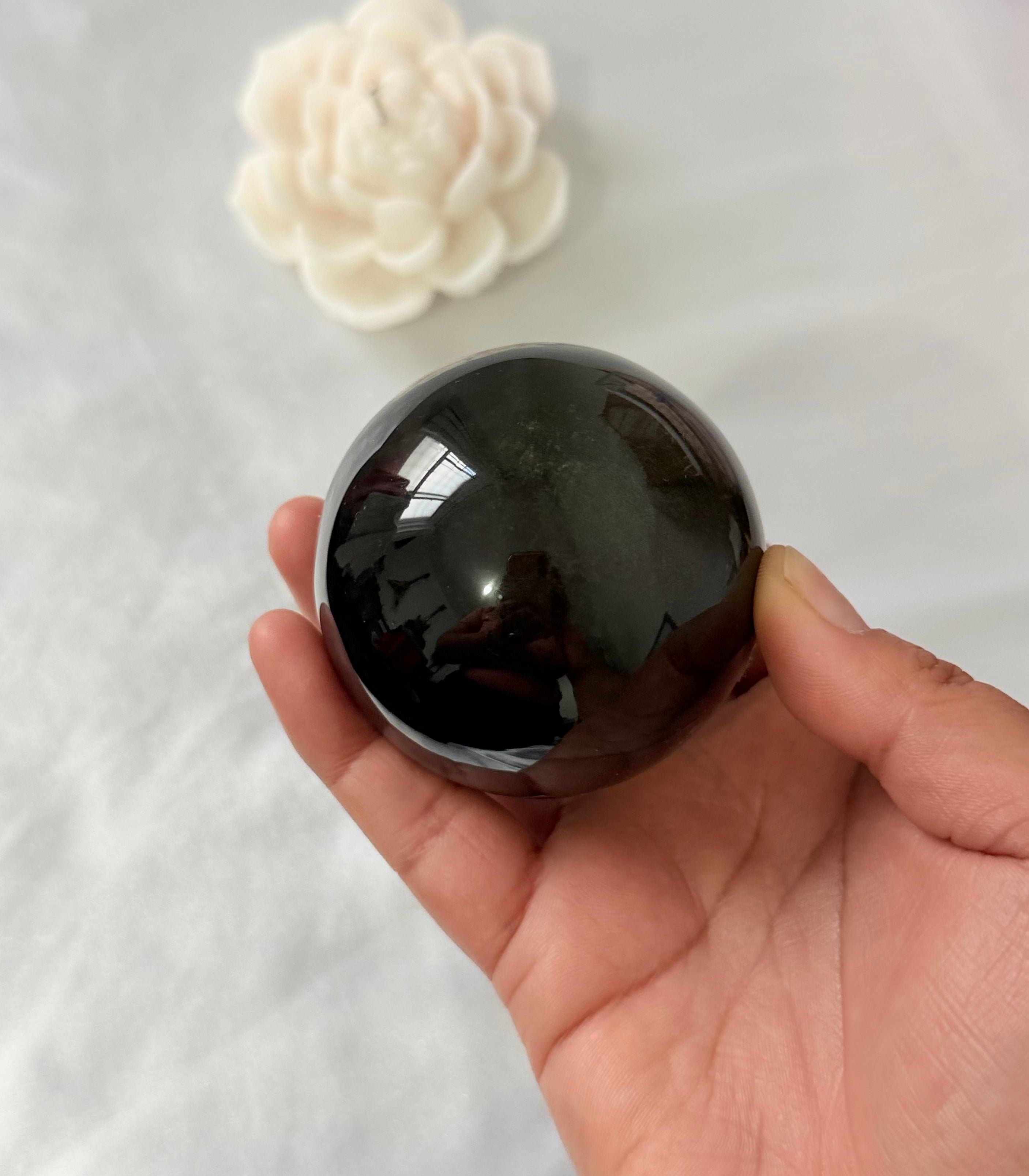 Esfera de Obsidiana Dorada – 65 mm