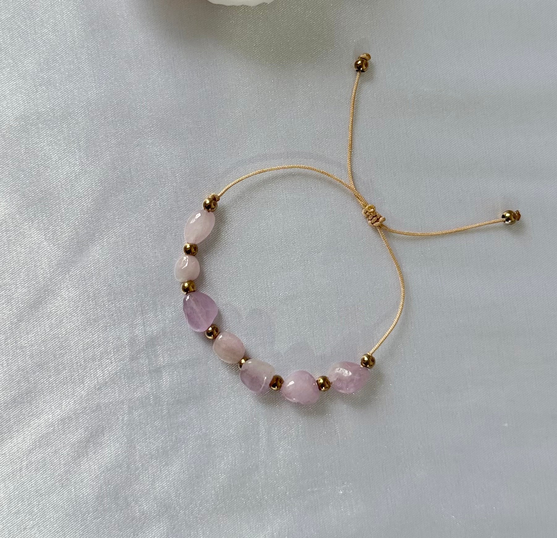 Pulsera Ajustable de Kunzita Natural