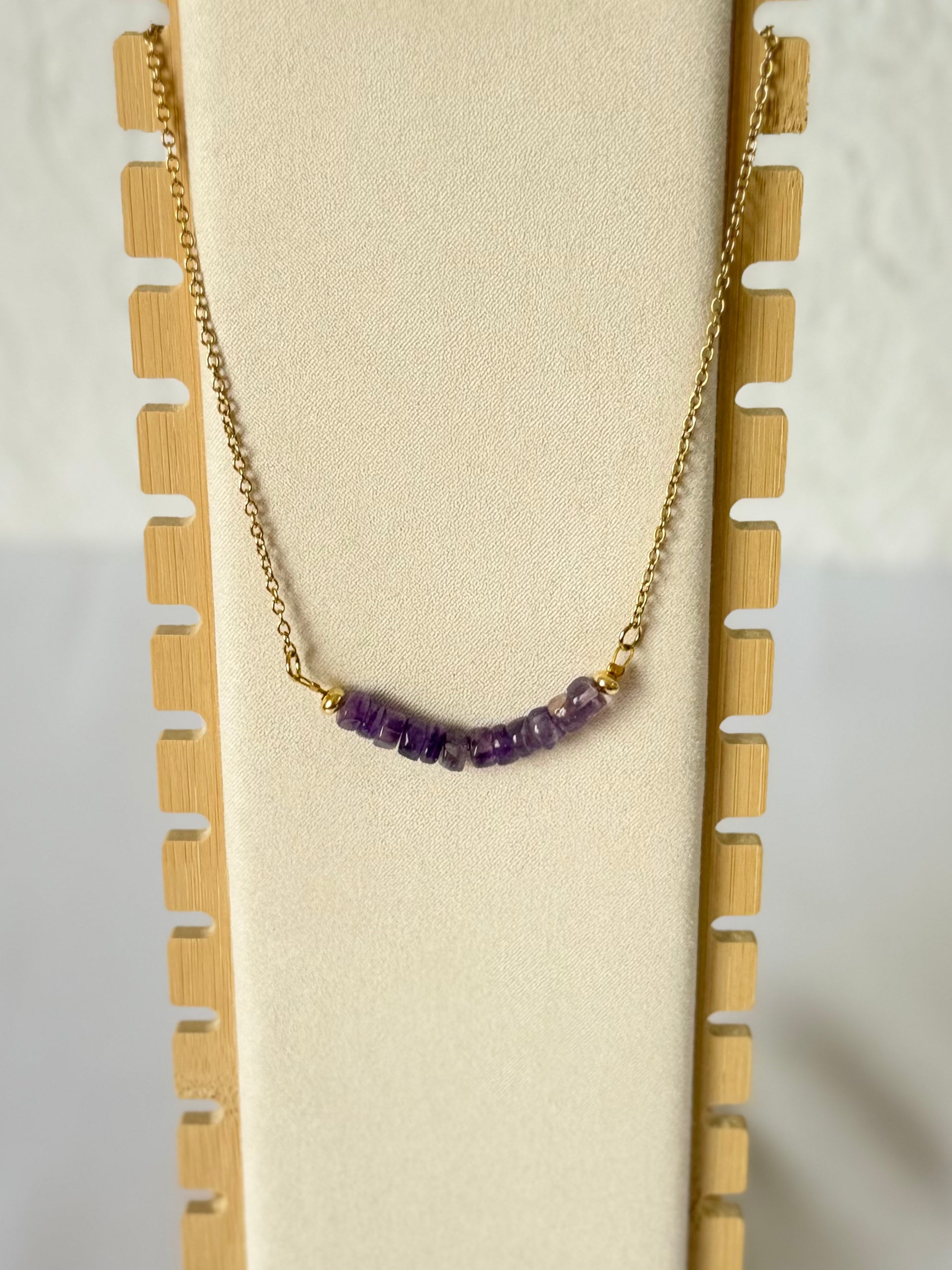 Collar de Amatista Natural en Rondel – Calma e Intuición