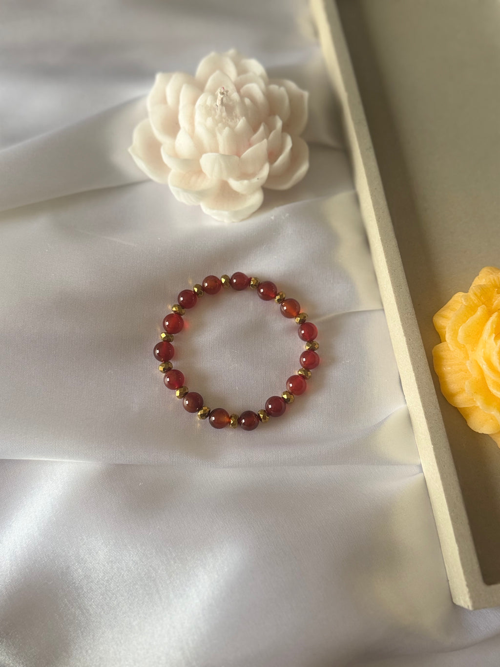 Pulsera de Cornalina y Hematita Natural 8mm