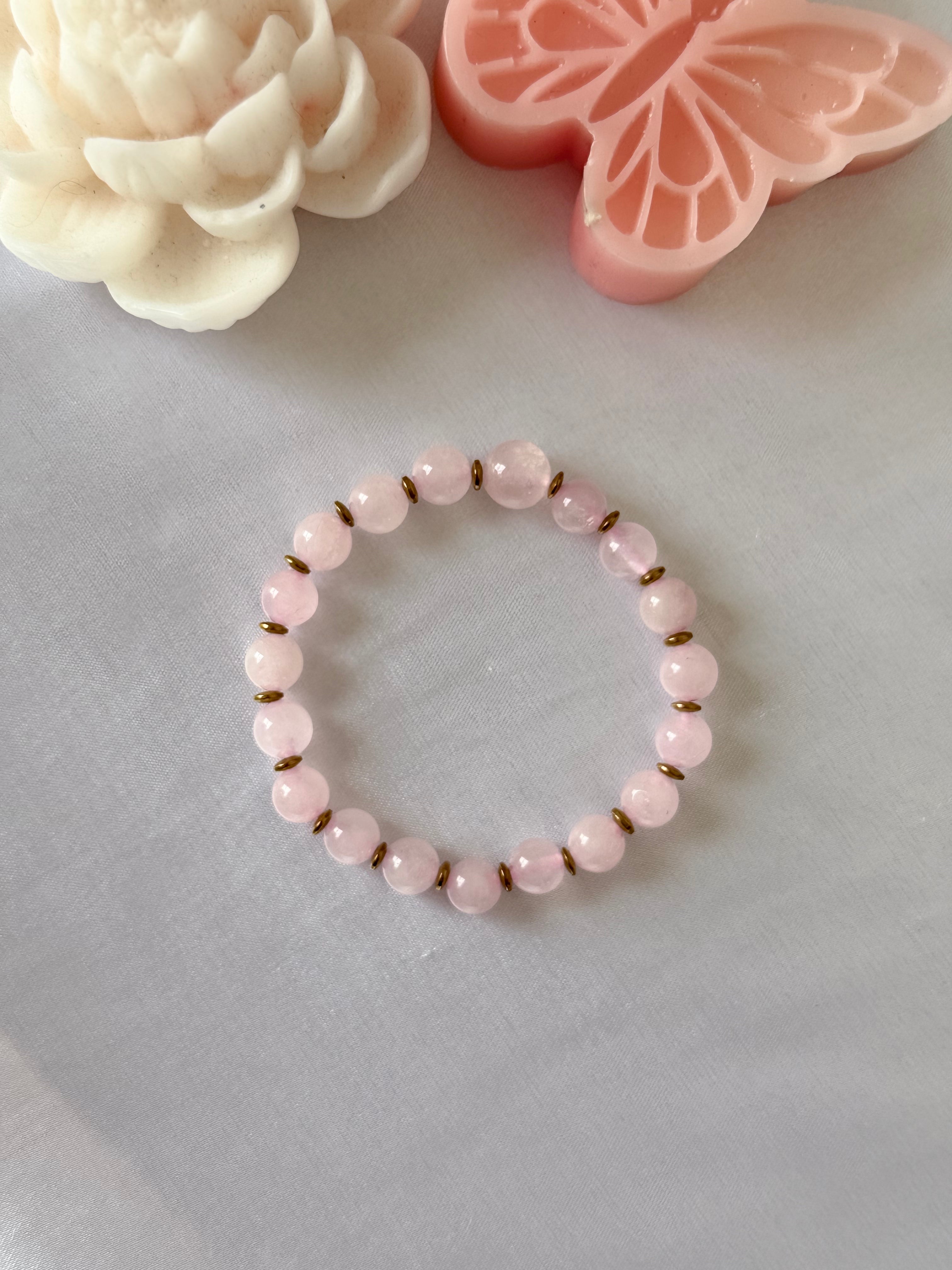 Pulsera Amor Serena – Cuarzo Rosa 8mm