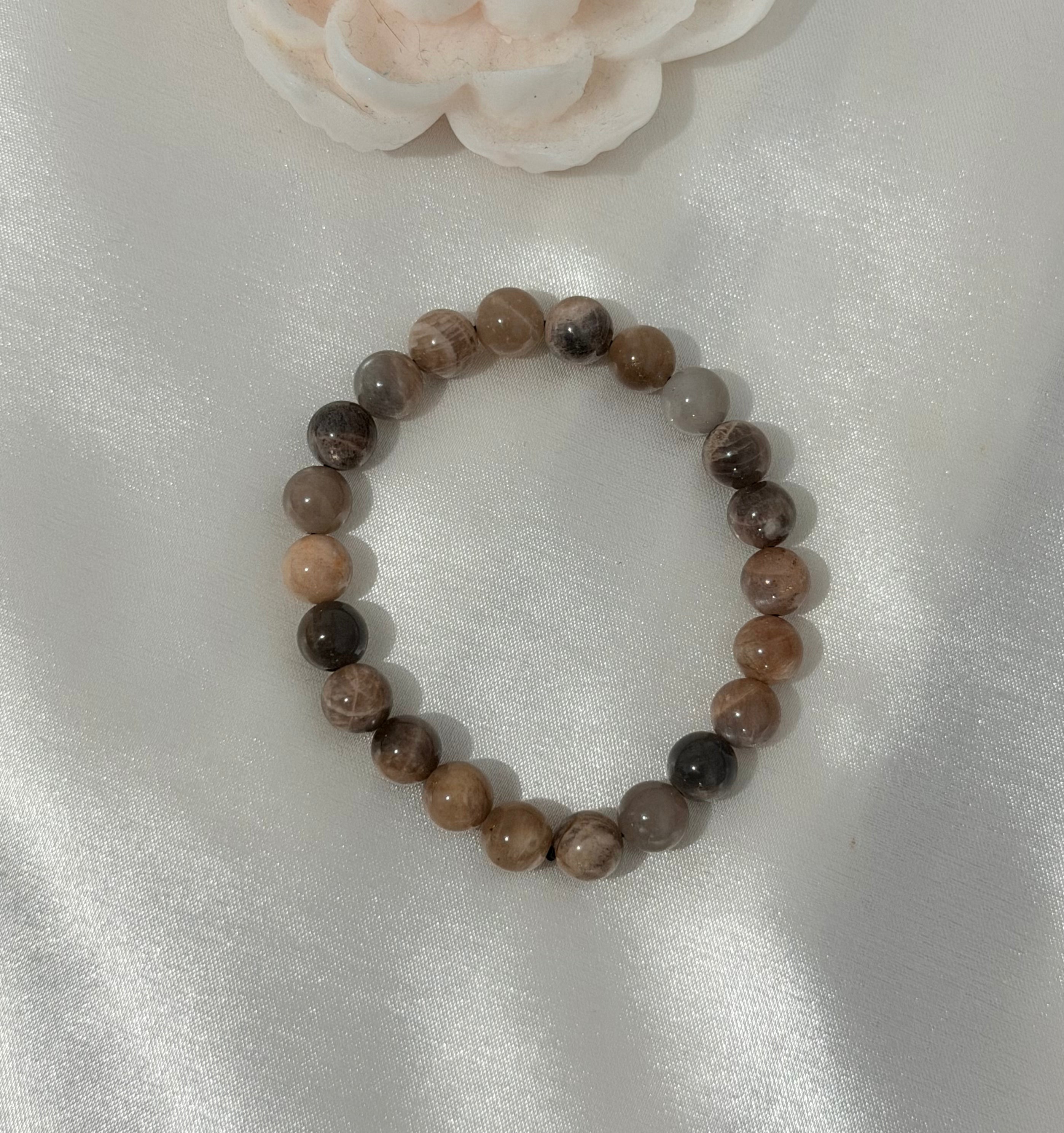 Pulsera de Piedra Luna Chocolate Natural 8 mm