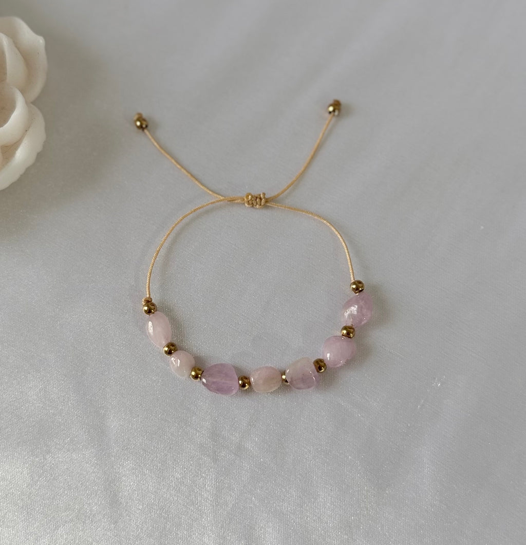 Pulsera Ajustable de Kunzita Natural