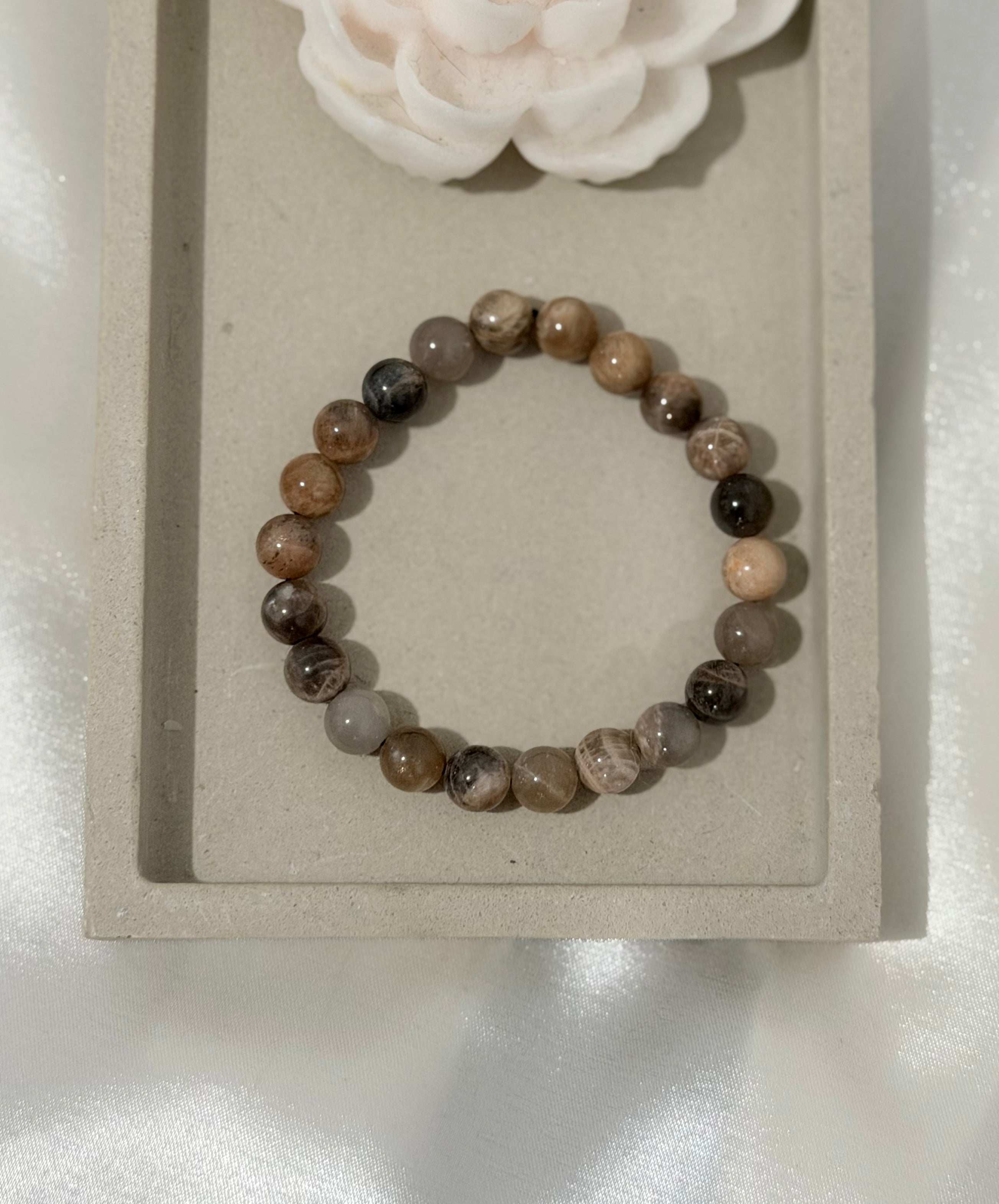 Pulsera de Piedra Luna Chocolate Natural 8 mm