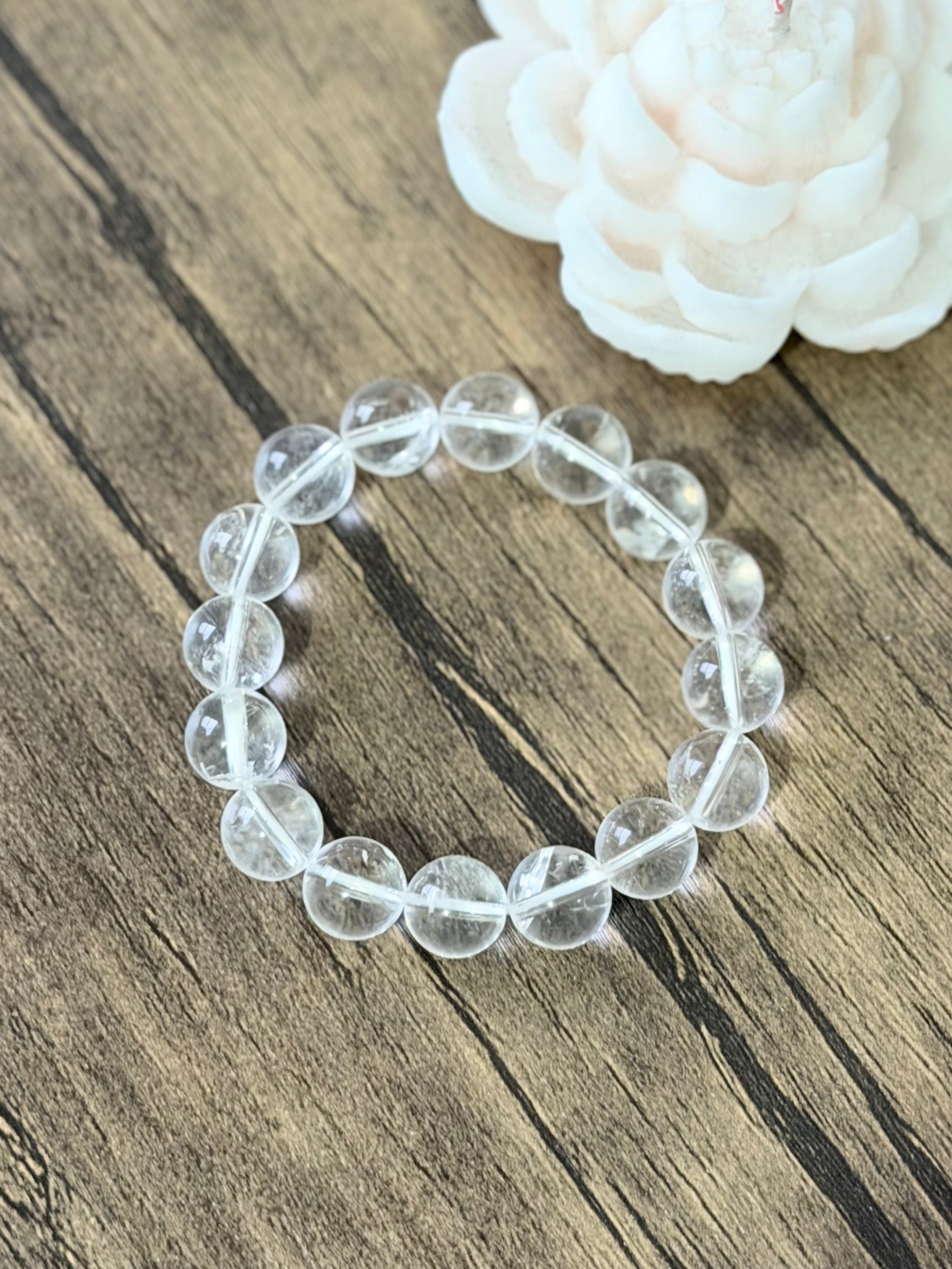 Pulsera de Cuarzo Cristal 12 mm | Piedra Natural