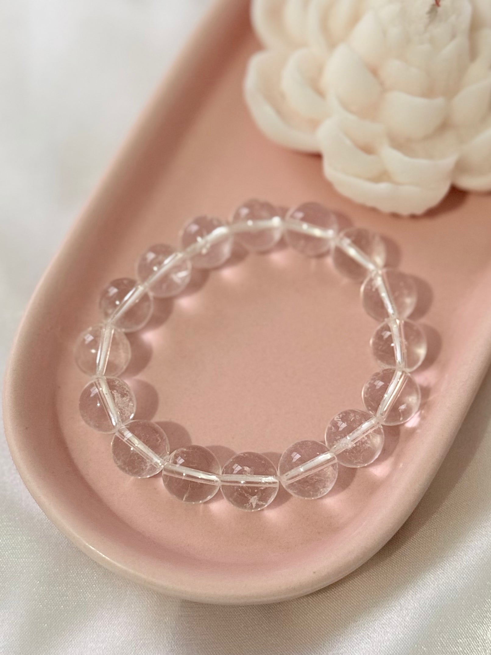 Pulsera de Cuarzo Cristal 12 mm | Piedra Natural