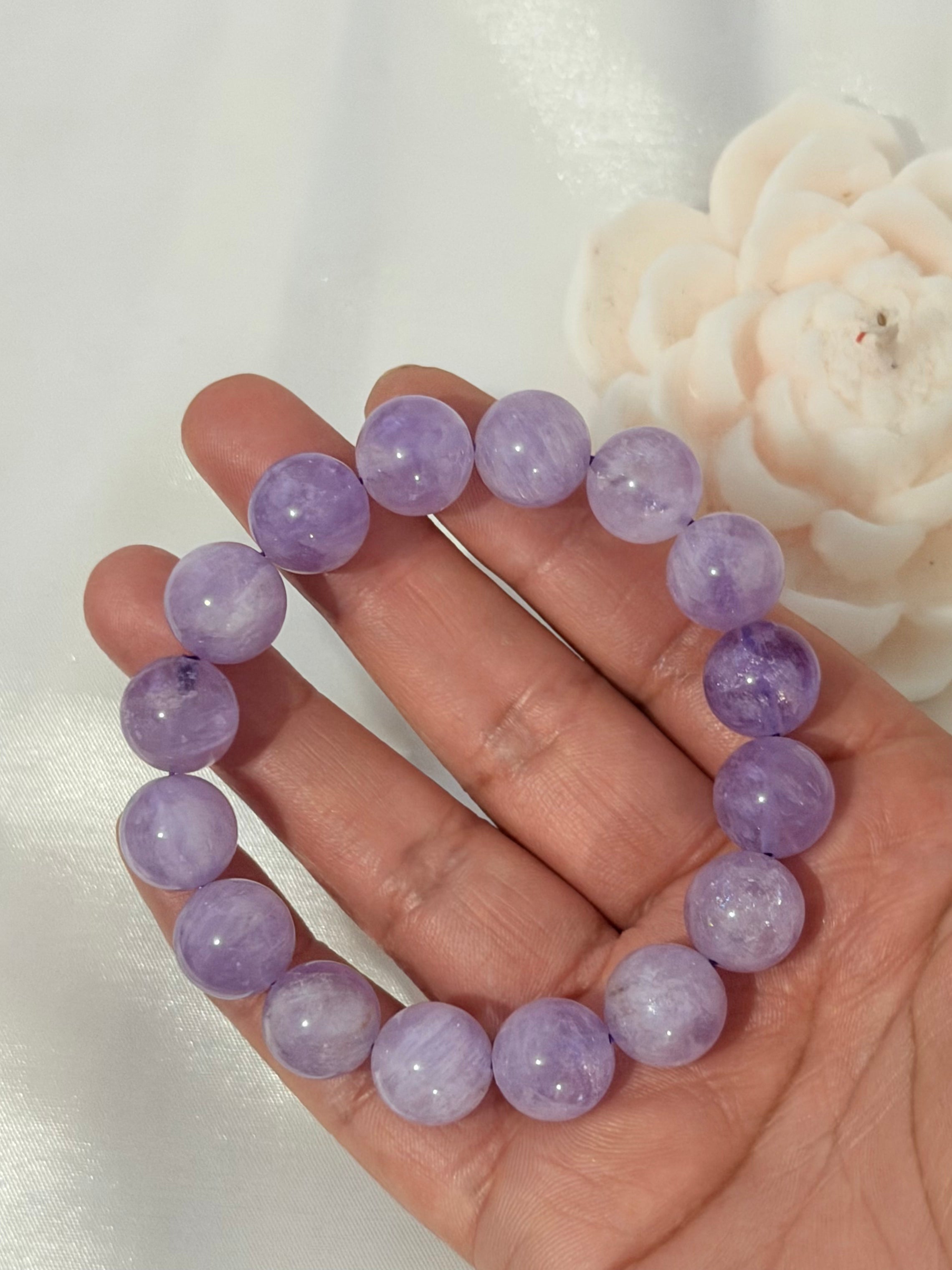 Pulsera Premium de Amatista Lavanda 12 mm | Piedra Natural